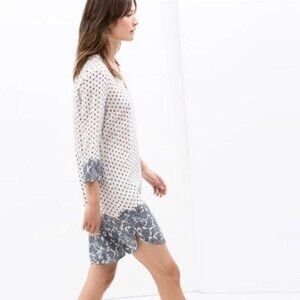 ZARA NAVY WHITE POLKA DOT TUNIC DRESS NWT L